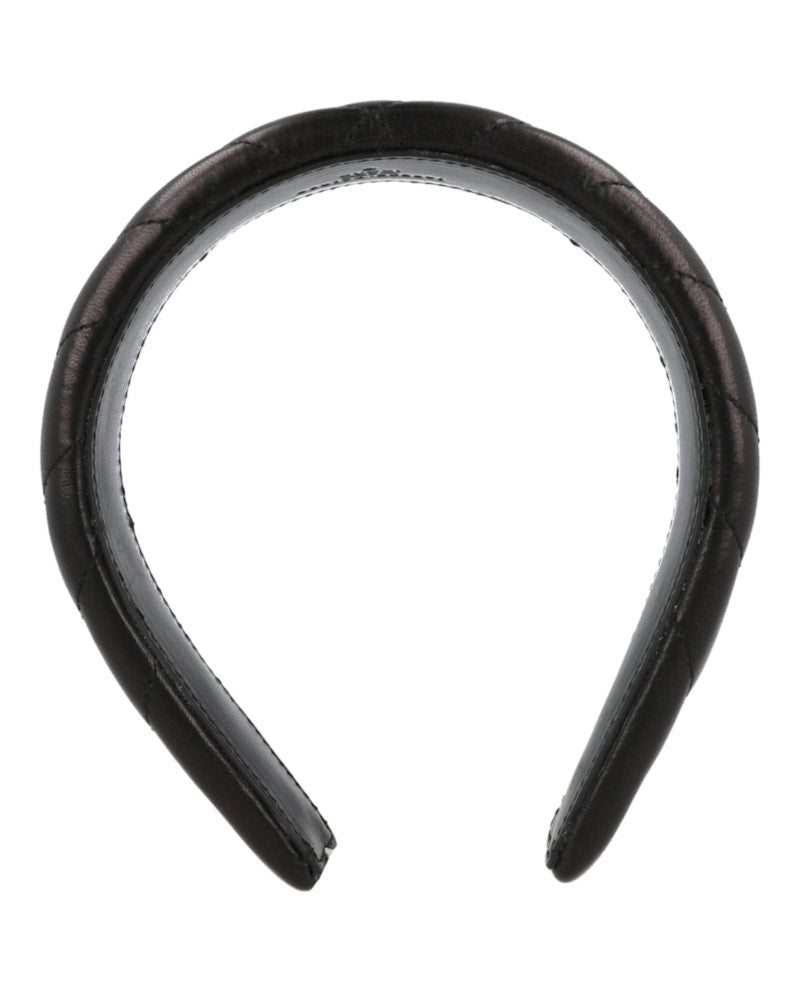Gucci Chevron-Quilted Leather Headband Black