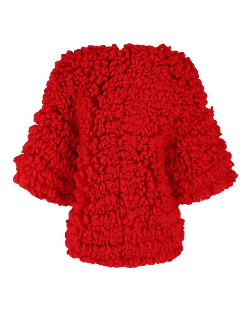 Gucci Chunky Chenille Yarn Jacket Red