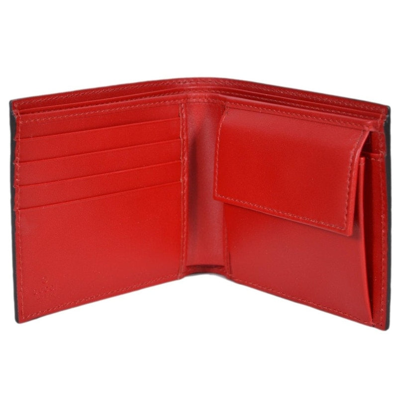 Gucci Coin Pouch Bifold Wallet Guccissima Web Hibiscus Red