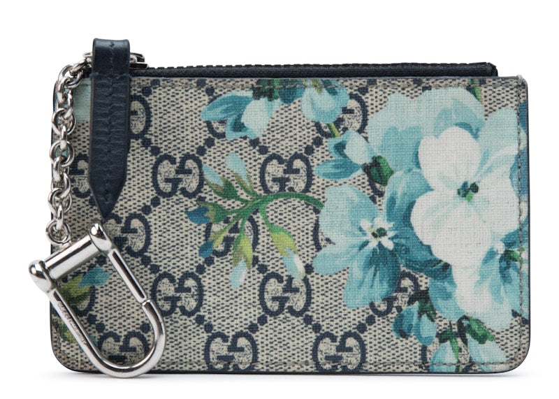 Gucci Coin Wallet Monogram GG Supreme Blooms Blue