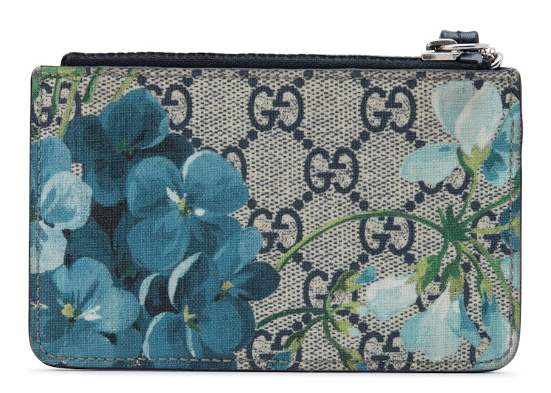 Gucci Coin Wallet Monogram GG Supreme Blooms Blue