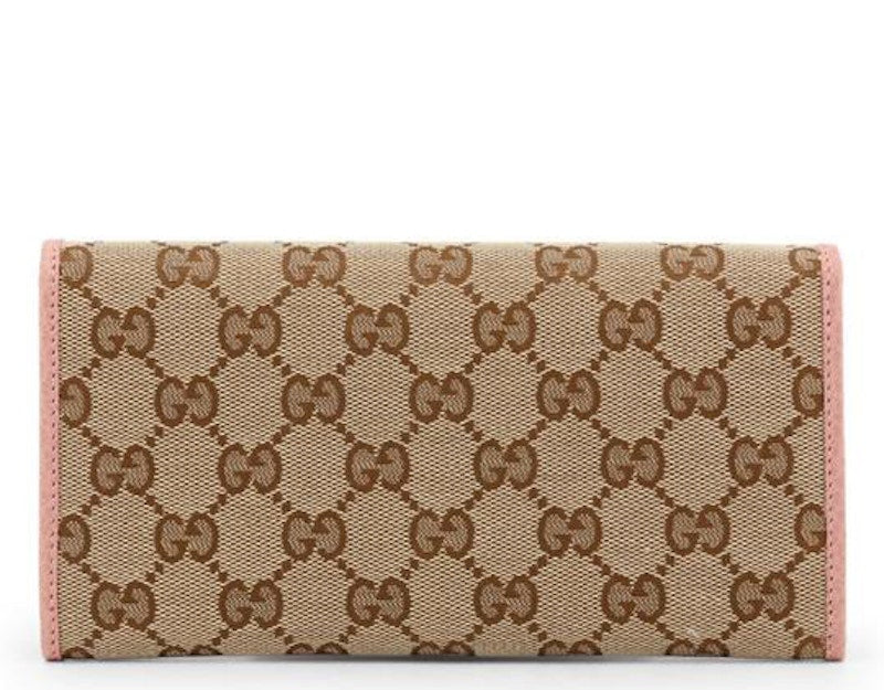 Gucci Continental Long Flap Wallet GG Supreme Pink Lining