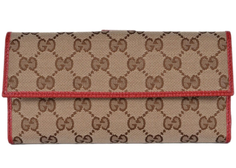 Gucci Continental Wallet GG Supreme Beige/Red