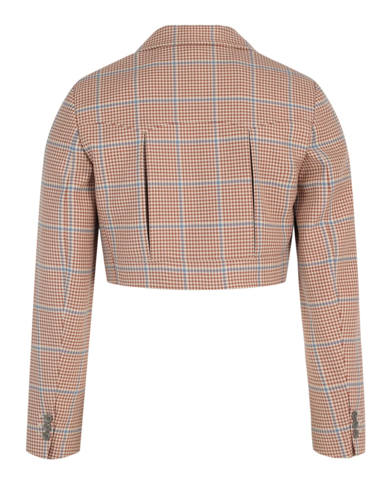 Gucci Cropped Houndstooth Jacket Medium Brown