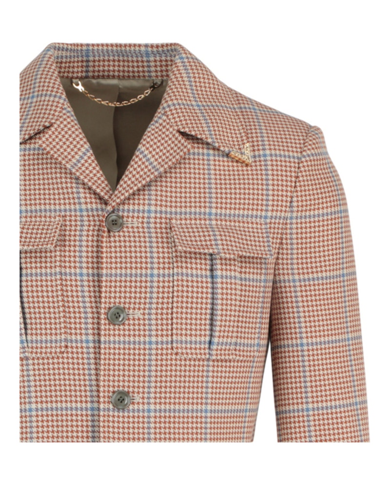 Gucci Cropped Houndstooth Jacket Medium Brown