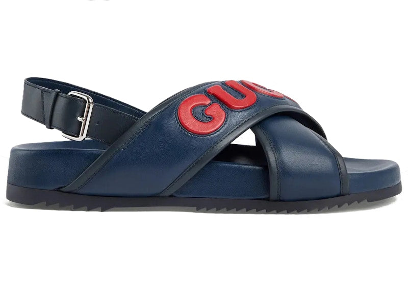 Gucci Cross Band Sandal Blue Red