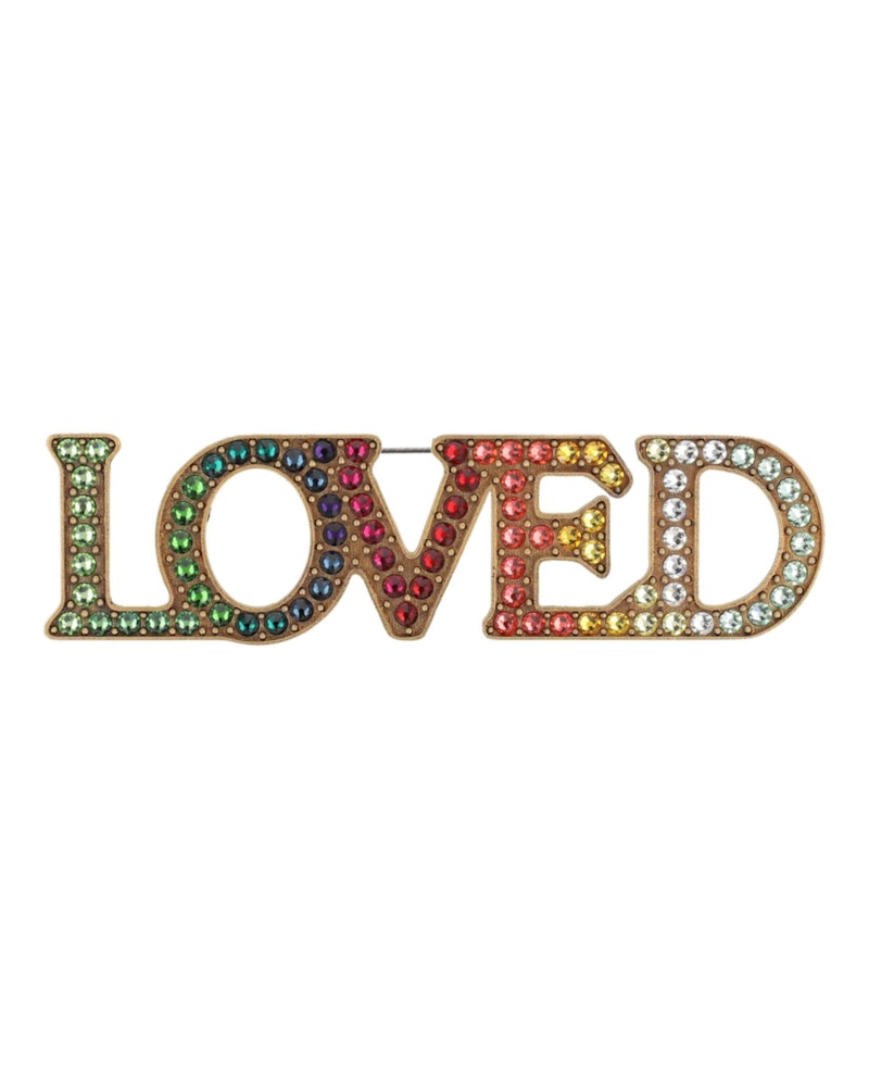 Gucci Crystal-Embellished LOVE Brooch Multi