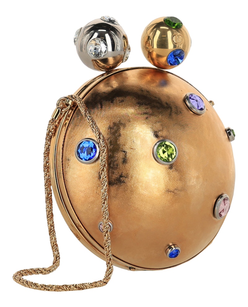 Gucci Crystal-Embellished Sphere Clutch Gold