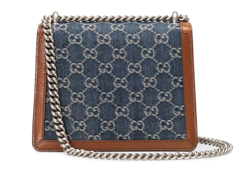 Gucci Dionysus Chain Bag Mini GG Jacquard Dark Blue/Ivory/Brown