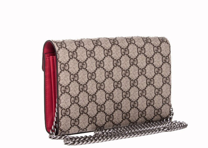 Gucci Dionysus Chain Wallet GG Supreme Beige/Red