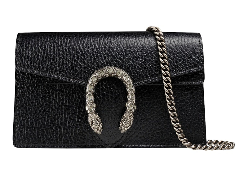 Gucci Dionysus Leather Shoulder Bag Super Mini Black
