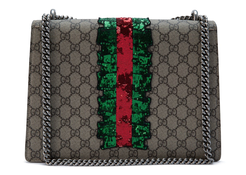 Gucci Dionysus Shoulder Bag GG Supreme Embroidered Medium Brown