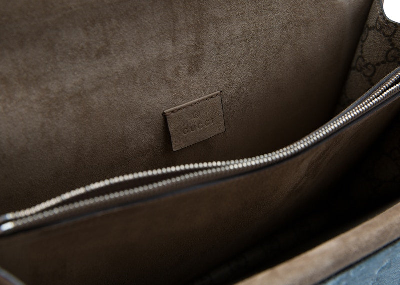 Gucci Dionysus Shoulder Bag GG Supreme Embroidered Medium Brown