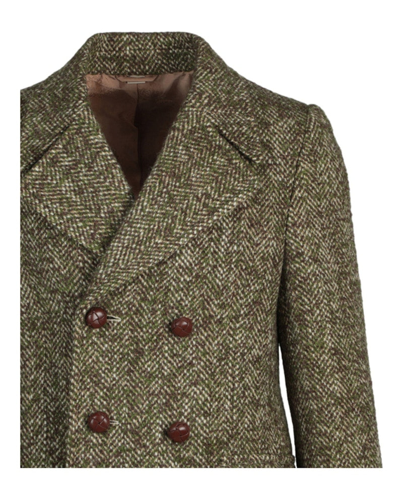 Gucci Double Breasted Wool-Blend Coat Green