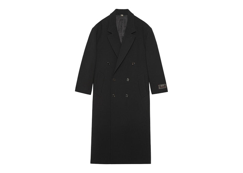 Gucci Double Breasted Wool Coat Black