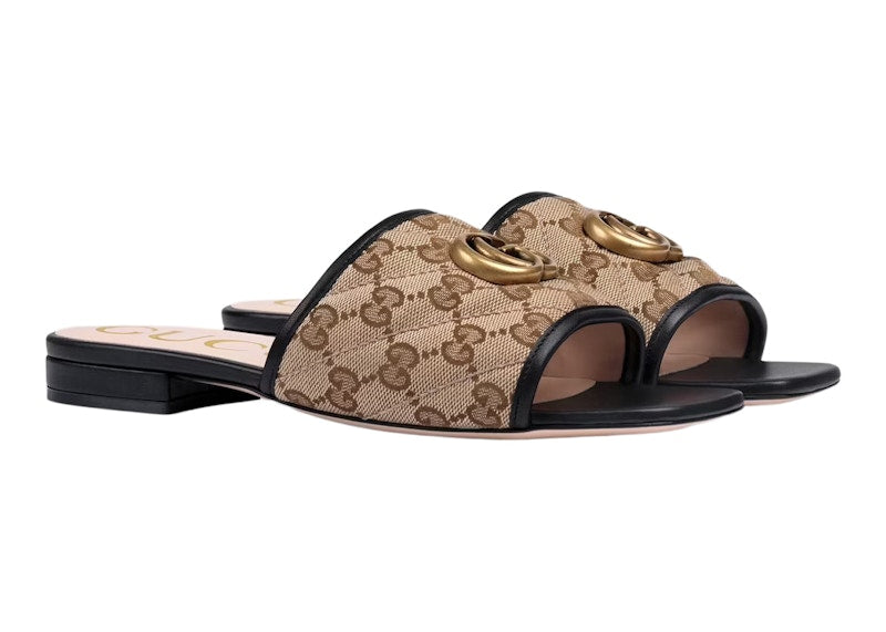 Gucci Double G Slide Sandal Black Canvas
