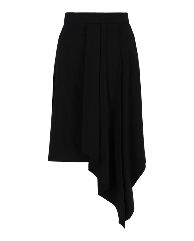 Gucci Draped Wool Skirt Black