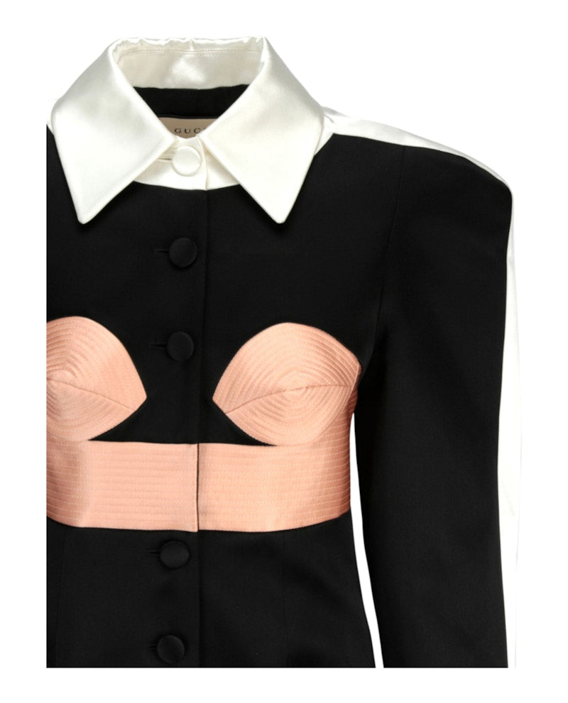 Gucci Duchesse Satin Dress Coat Black