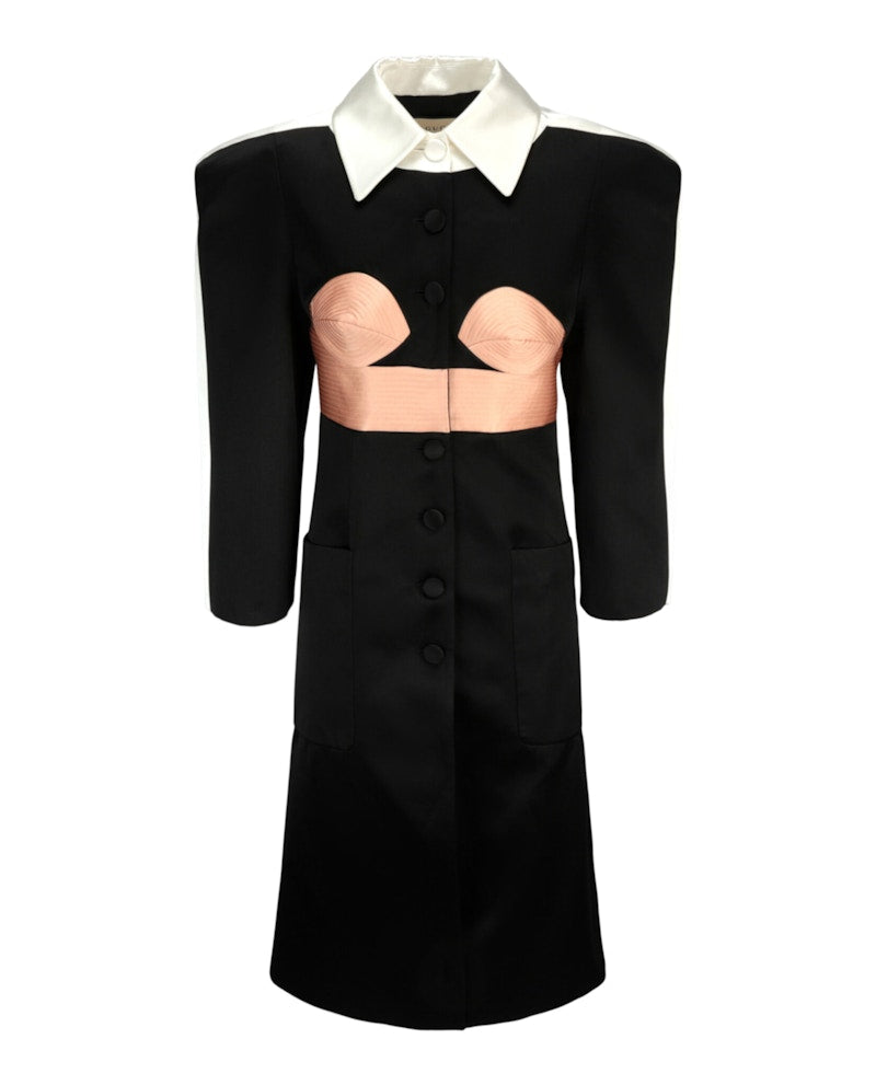 Gucci Duchesse Satin Dress Coat Black
