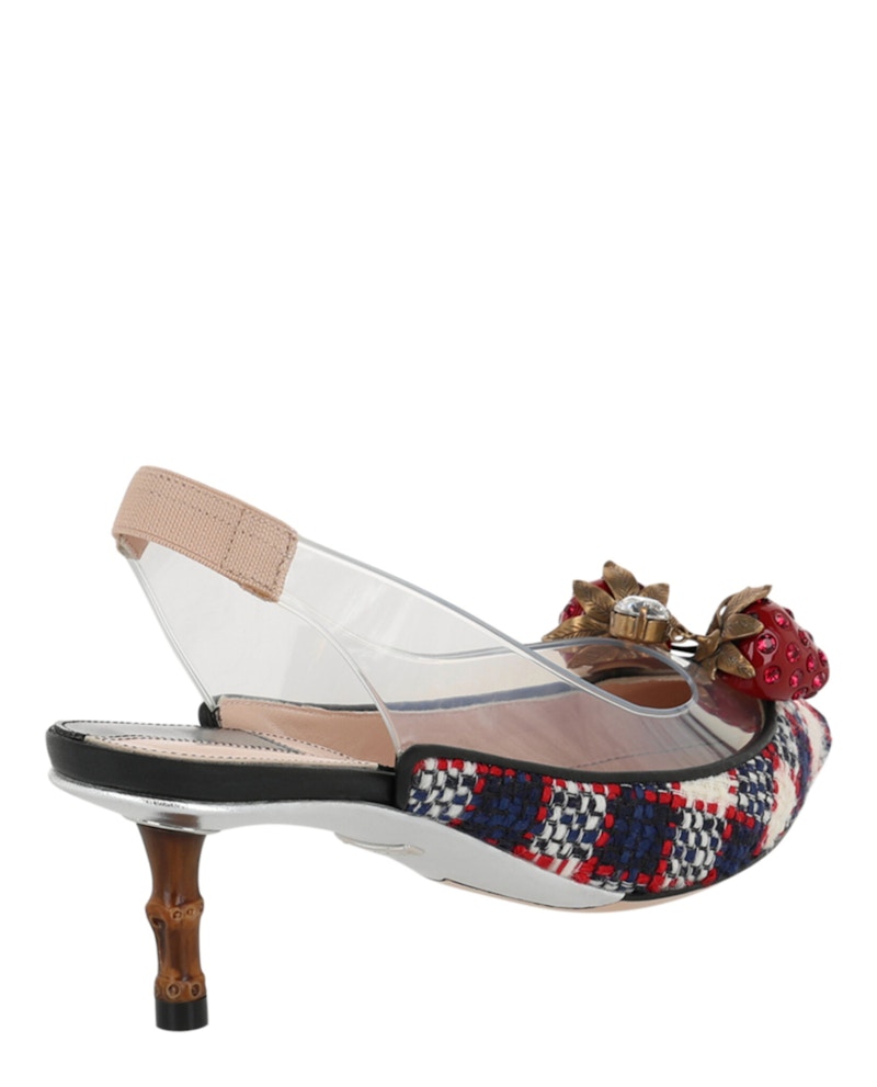 Gucci Eleanor Strawberry Tweed Heels Blue Red (Women's)