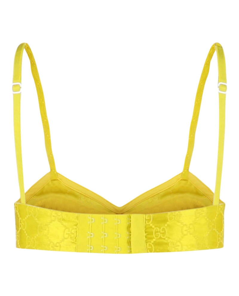 Gucci Embroidered Silk Bra Yellow