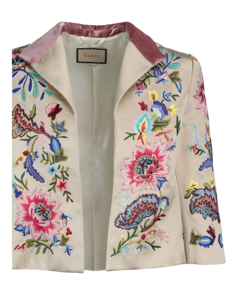 Gucci Embroidered Silk Duchess Jacket Multi