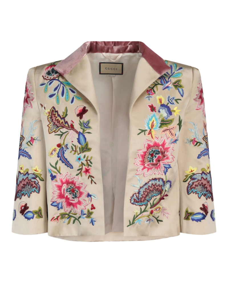 Gucci Embroidered Silk Duchess Jacket Multi