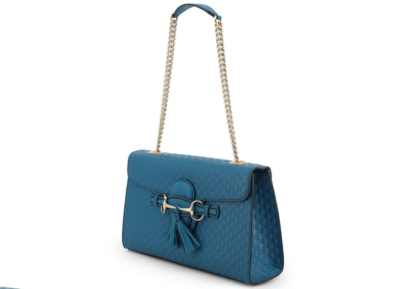 Gucci Emily Chain Shoulder Tote Cobalt Blue