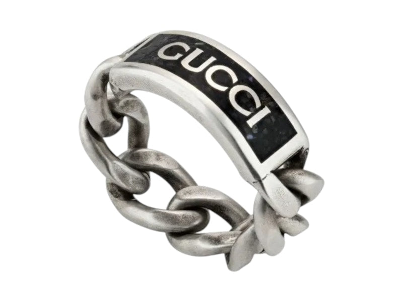 Gucci Enamel Ring Silver/Black