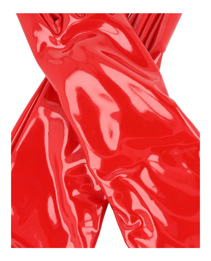 Gucci Faux Patent Leather Gloves Bright Red