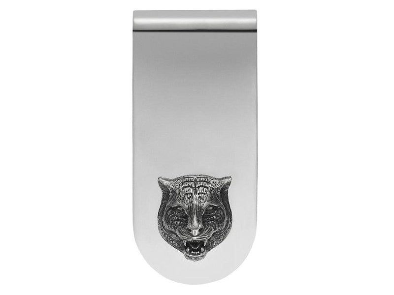 Gucci Feline Head Money Clip Silver