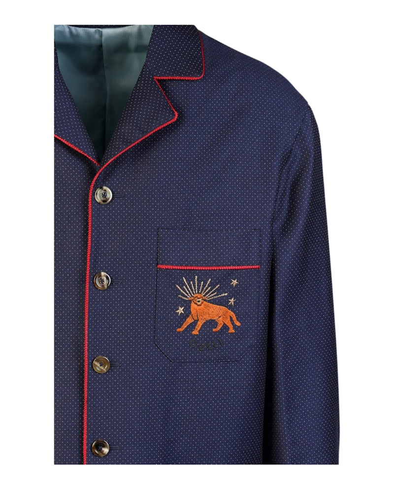 Gucci Fine Dots Feline Jacket Dark Blue