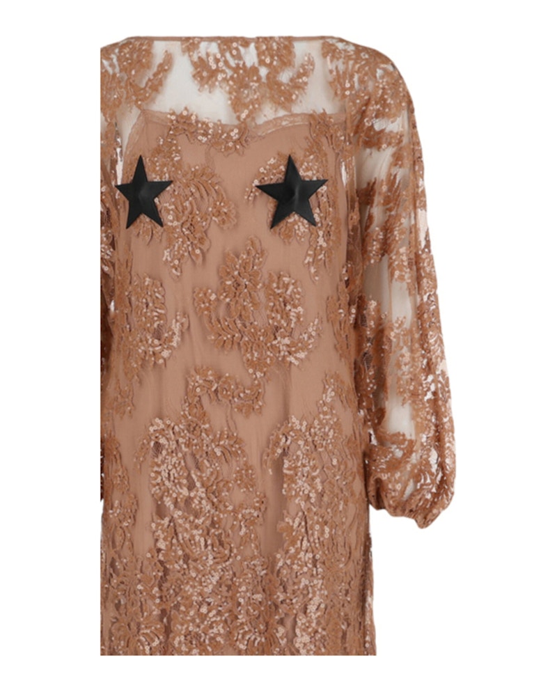 Gucci Floral Lace Dress Brown