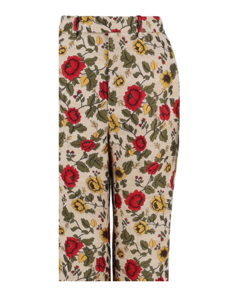 Gucci Floral Patterned Boot Cut Pants Multi