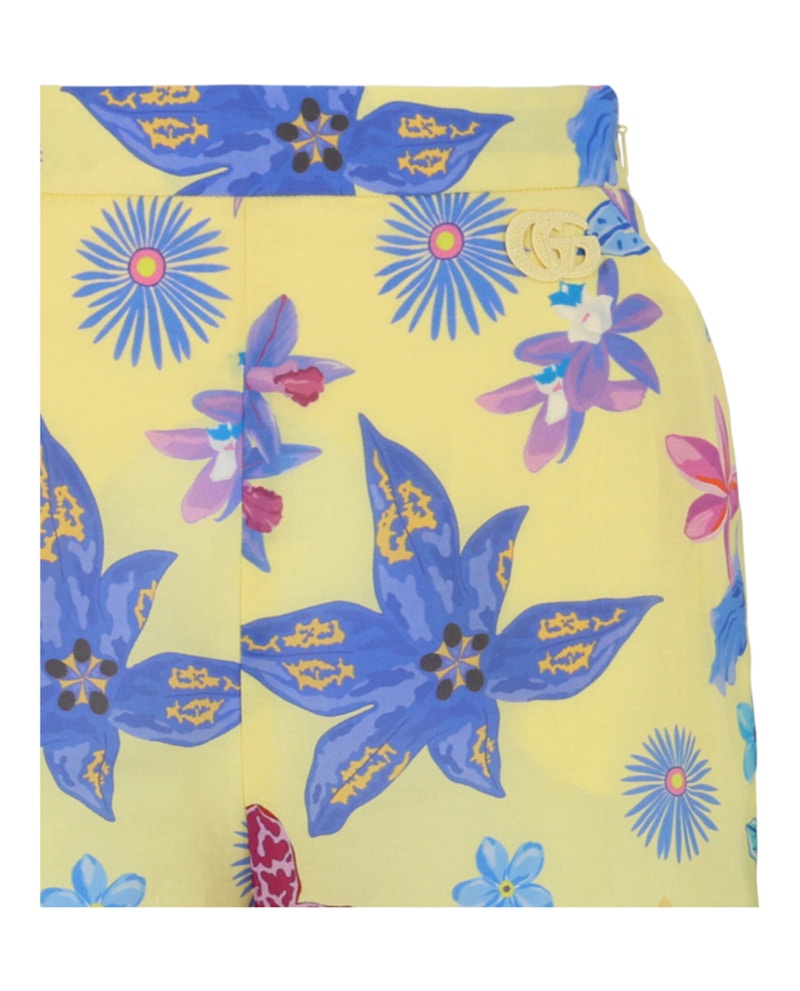 Gucci Floral Print Lace Shorts Bright Yellow
