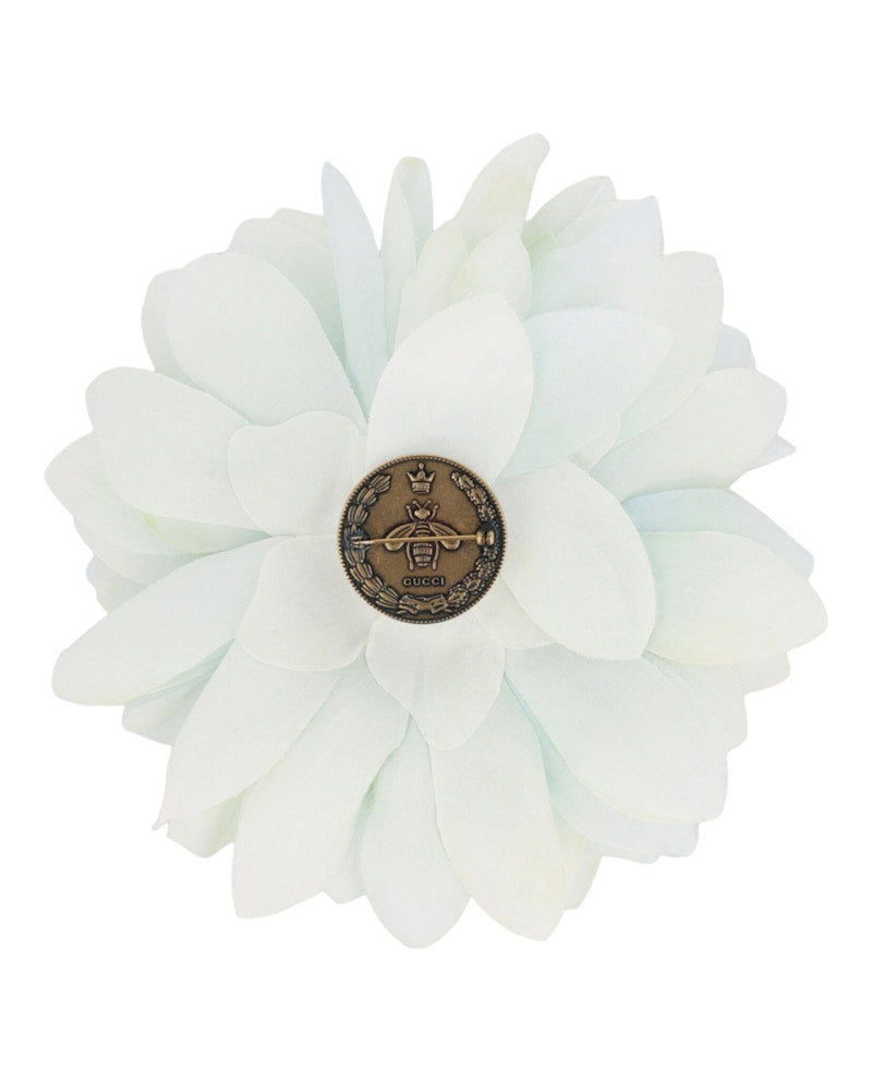 Gucci Flower Silk Brooch White Matte