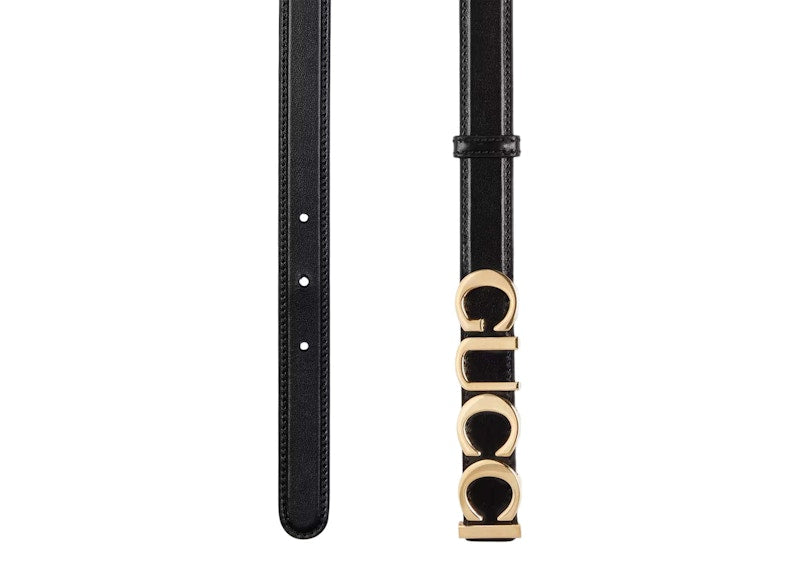 Gucci Buckle Thin Belt Black