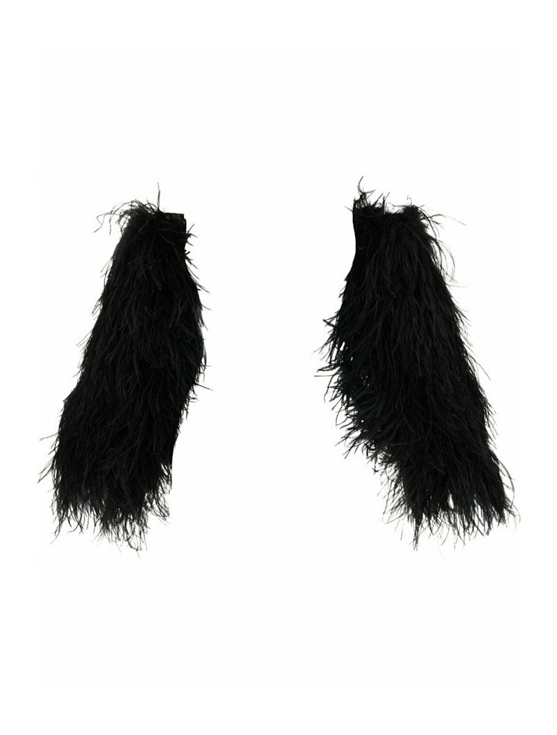 Gucci Slip On Feather Arm Warmers Black