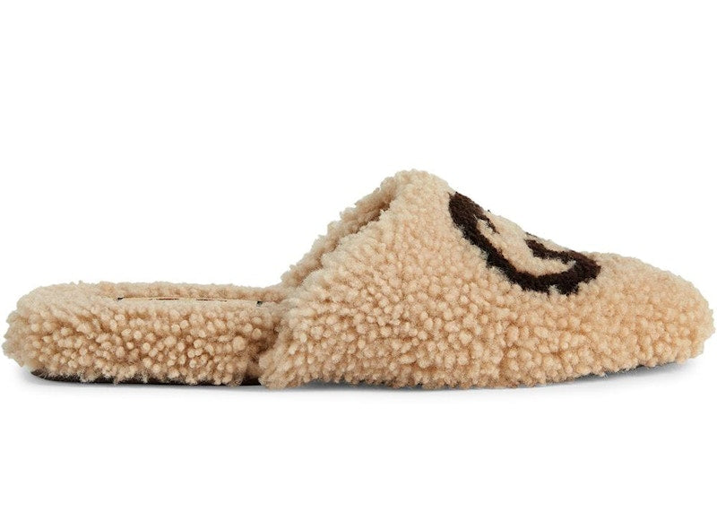 Gucci Interlocking G Slippers Beige Sherling