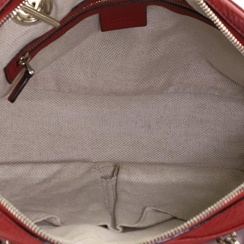 Gucci Soho Chain Zip Shoulder Bag Small Red