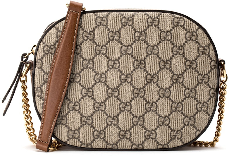 Gucci Crossbody Chain Bag GG Supreme Mini Brown