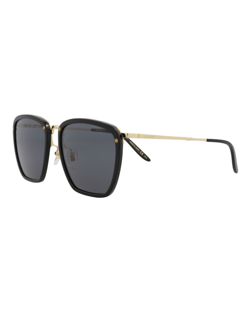 Gucci Square-Frame Acetate Sunglasses Black/Gold/Grey (GG0673S-30008621-001)