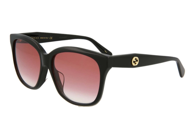 Gucci Square-Frame Acetate Sunglasses Black/Red (GG0800SA-30009465-002-00015)