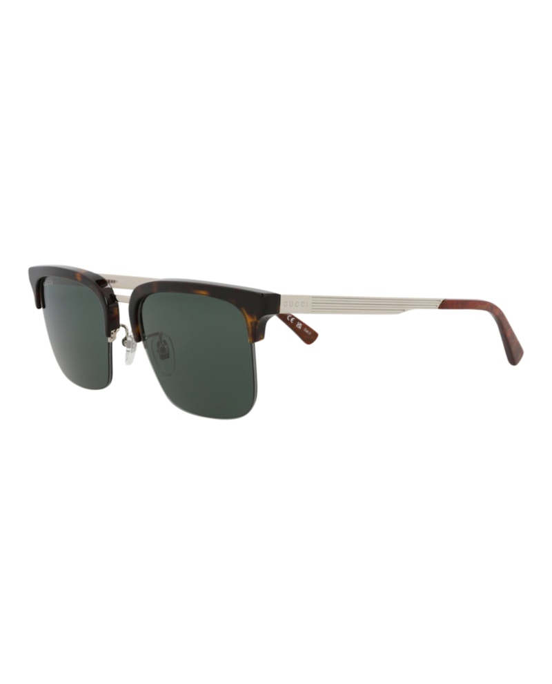 Gucci Square-Frame Acetate Sunglasses Havana/Silver/Green (GG1226S-30013483-003)