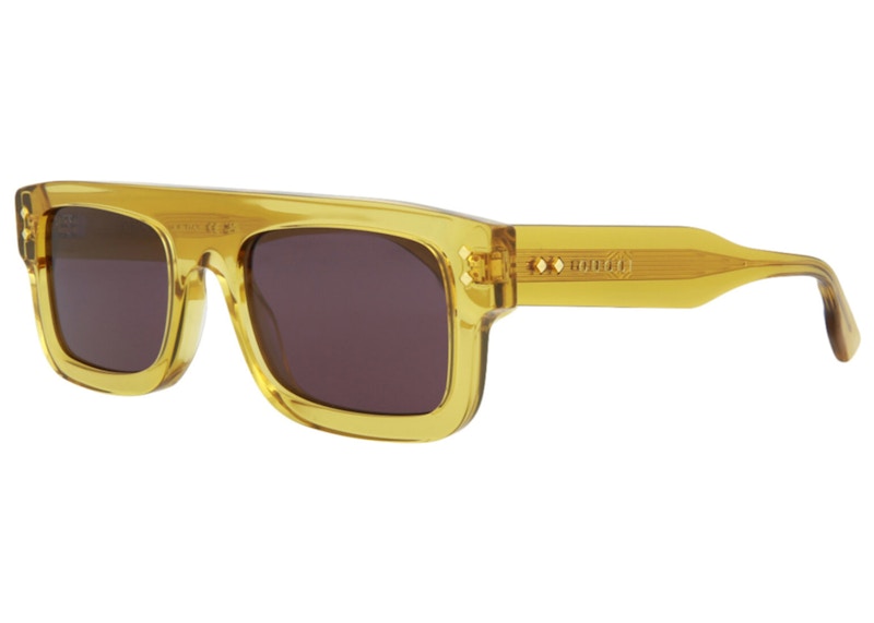 Gucci Square-Frame Acetate Sunglasses Yellow/Grey (GG1085S-30013035-003-70079)