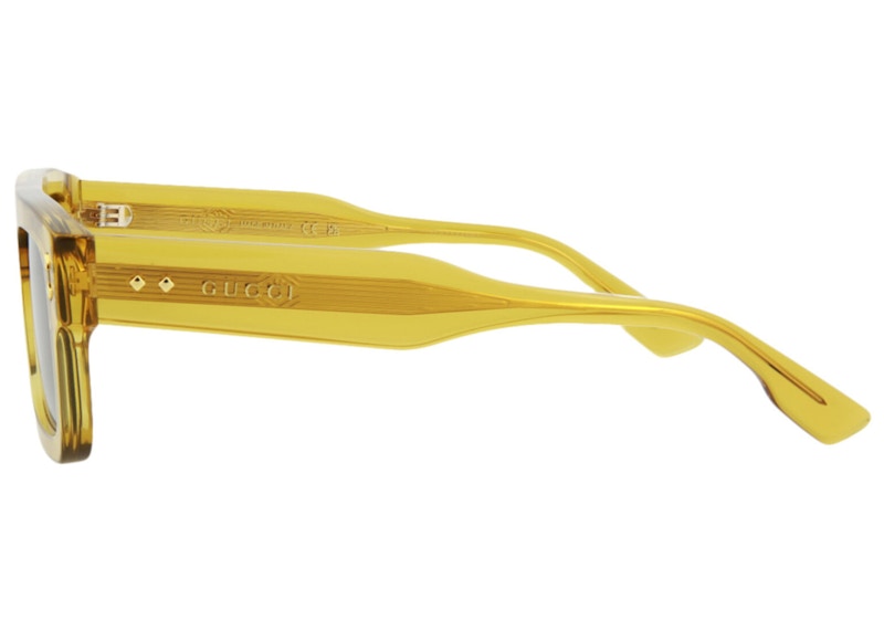 Gucci Square-Frame Acetate Sunglasses Yellow/Grey (GG1085S-30013035-003-70079)