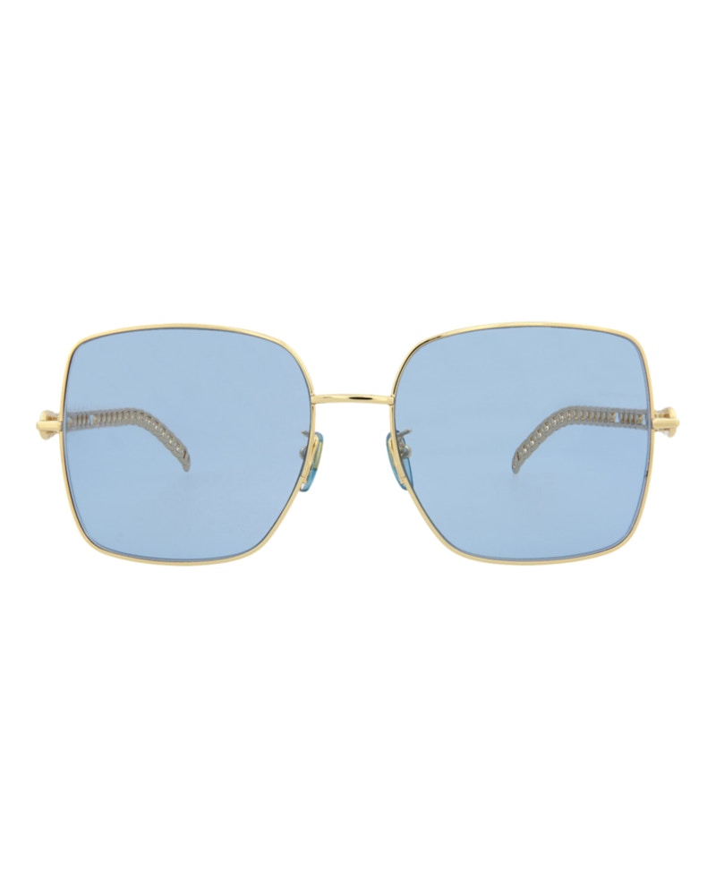 Gucci Square-Frame Metal Sunglasses Gold Gold Blue (GG0724S-30008881-004)