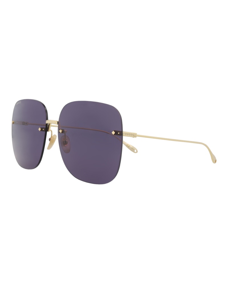 Gucci Square-Frame Metal Sunglasses Gold Gold Blue (GG1148S-30012727-005)