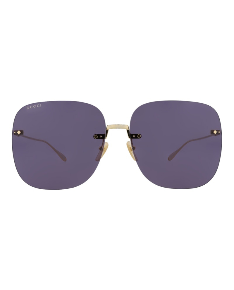 Gucci Square-Frame Metal Sunglasses Gold Gold Blue (GG1148S-30012727-005)