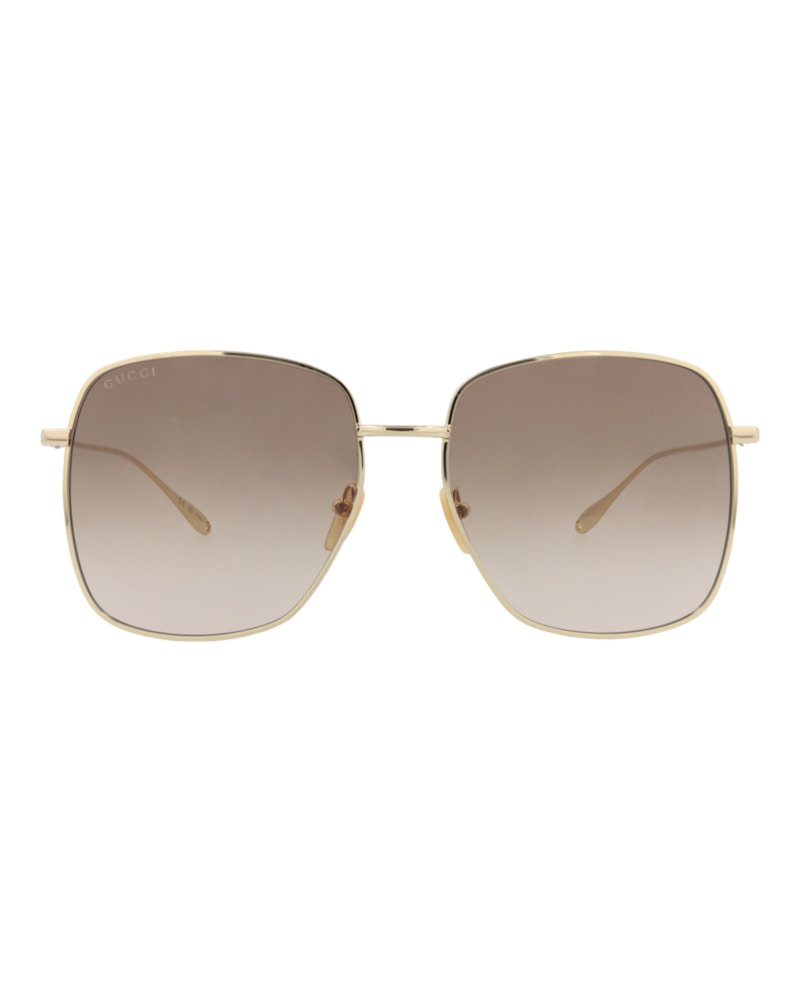 Gucci Square-Frame Metal Sunglasses Gold Gold Brown (GG1031S-30011783-003)